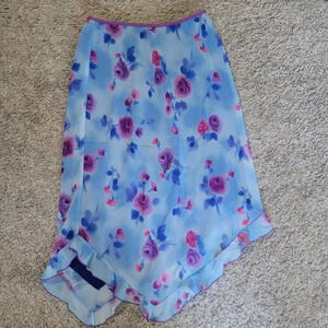 Retro Asymmetrical‎ Floral Midi Skirt, Size M, Fairy, 90s, Y2K, Whimsical